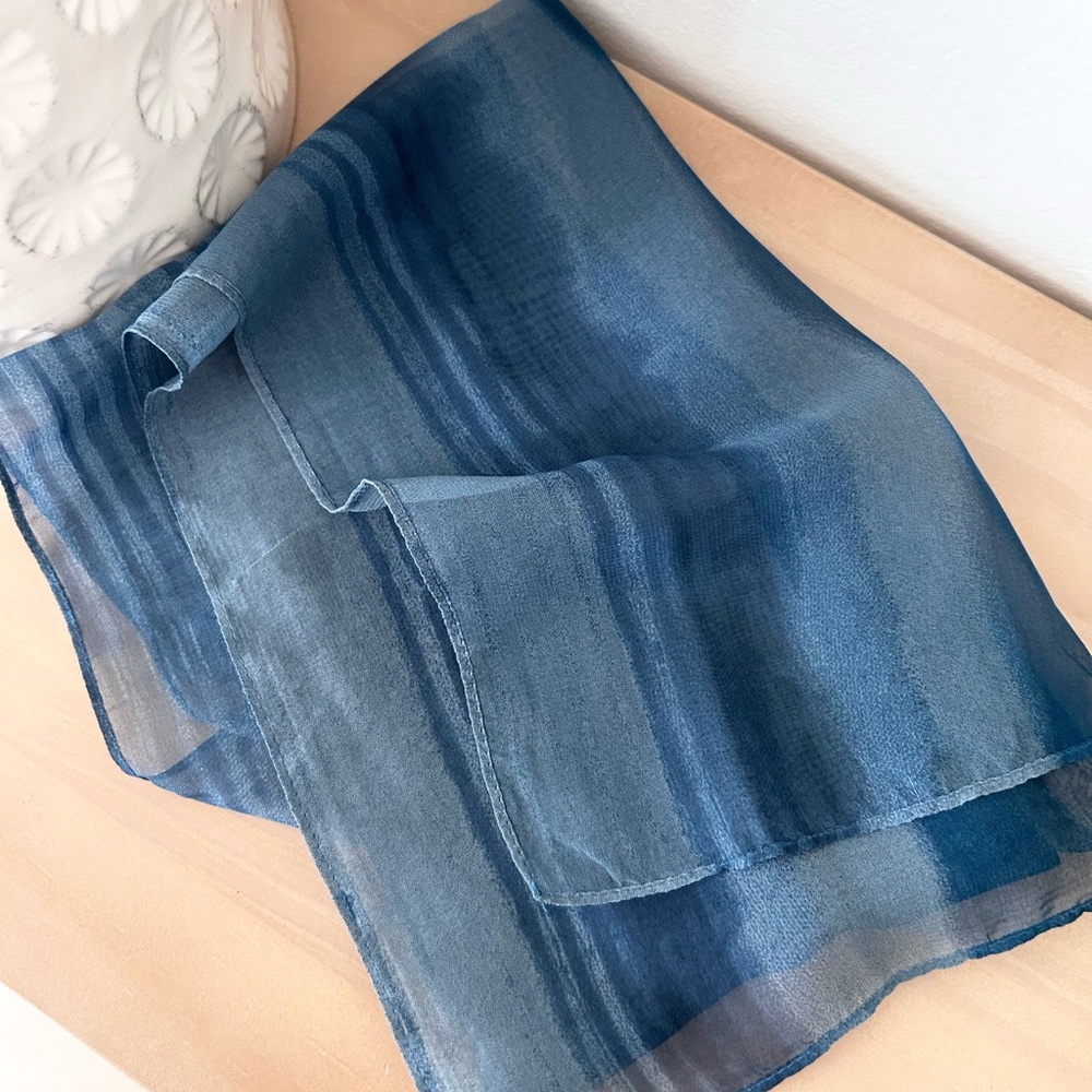 Navy Blue Stripes Sheer Lightweight Scarf